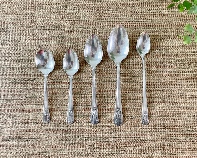 Vintage Wm A Rogers Sectional Oneida Ltd. Flatware Lido Pattern Silverplate Spoon Set 27 Pieces image 1