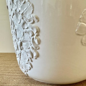 Vintage White Glazed Ceramic Planter with Grapes and Butterflies Made in Italy image 8
