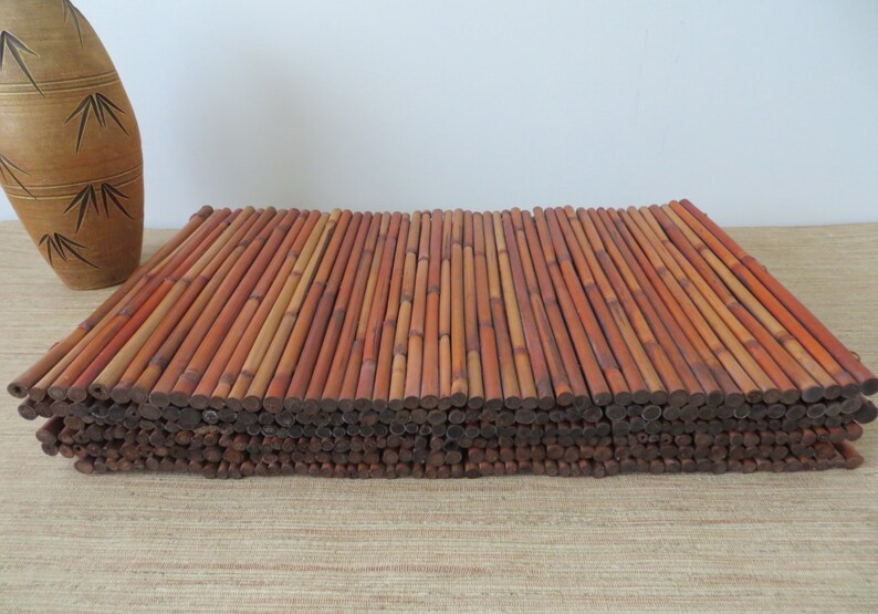 Vintage Large Bamboo Placemats Set of Six Etsy
