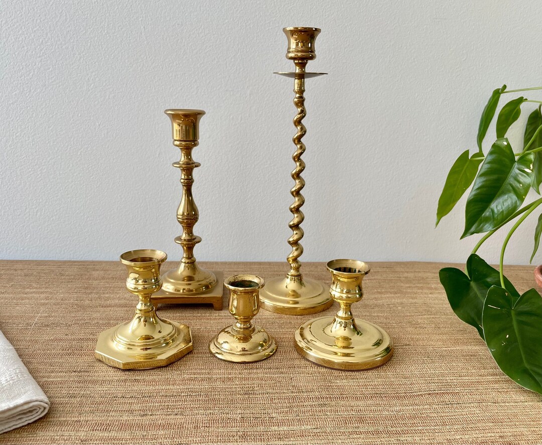 Vintage Baldwin Brass Candle Holders Set of 5 Polished Brass Etsy