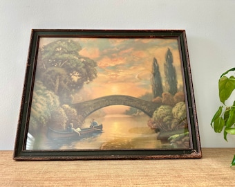 1920's Framed Last of Summer Print by C. Andrew Matthews (Copyright Borin Mgf. Co.) - Romantic Art