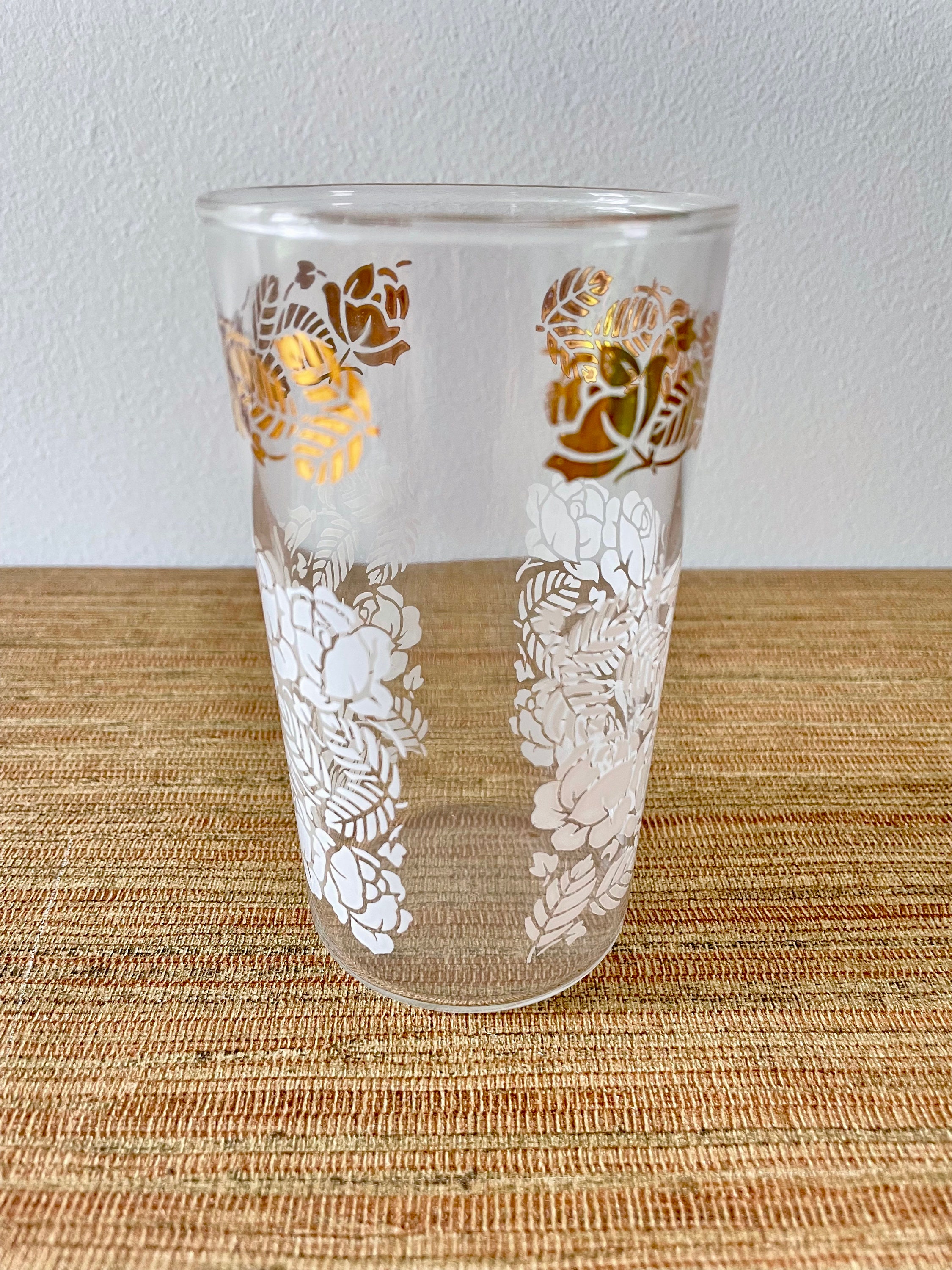 Vintage Drinking Glasses With Gold and White Roses Set of 4 Etsy