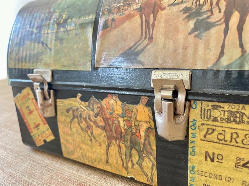 Vintage Decoupaged Thermos Lunchbox Equestrian Themed image 8