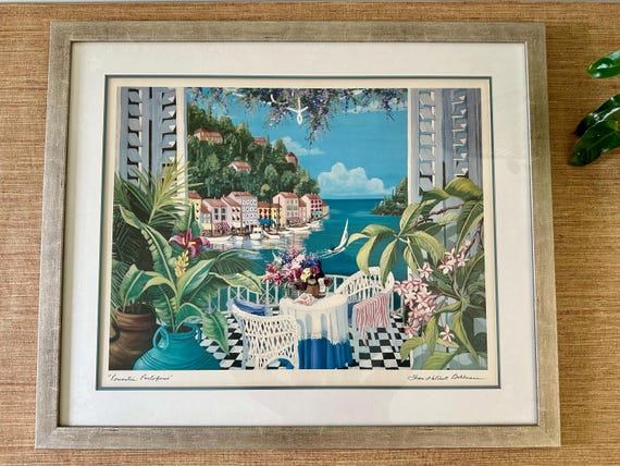 Vintage Framed Shari Hatchett Bohlmann - Romantic Portofino Signed