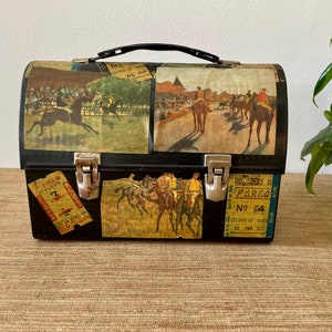 Vintage Decoupaged Thermos Lunchbox Equestrian Themed image 2