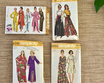 1970s Simplicity Sewing Patterns - Ladies' Dresses, Jumpsuits, Caftans, Long Vest, Blouses, Skirts, Pants - Sold Individually