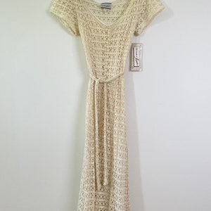 Vintage Cream Maxi Cutwork Dress with Scoop Neck and Cap Sleeves Breakin Loose Size 9/10 NWT Boho Dress image 2