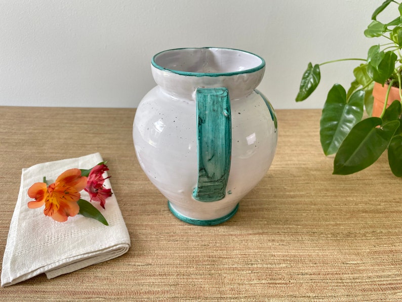 Vintage Italian Hand Painted Ceramic Pitcher Colorful Grapes and Leaves image 9