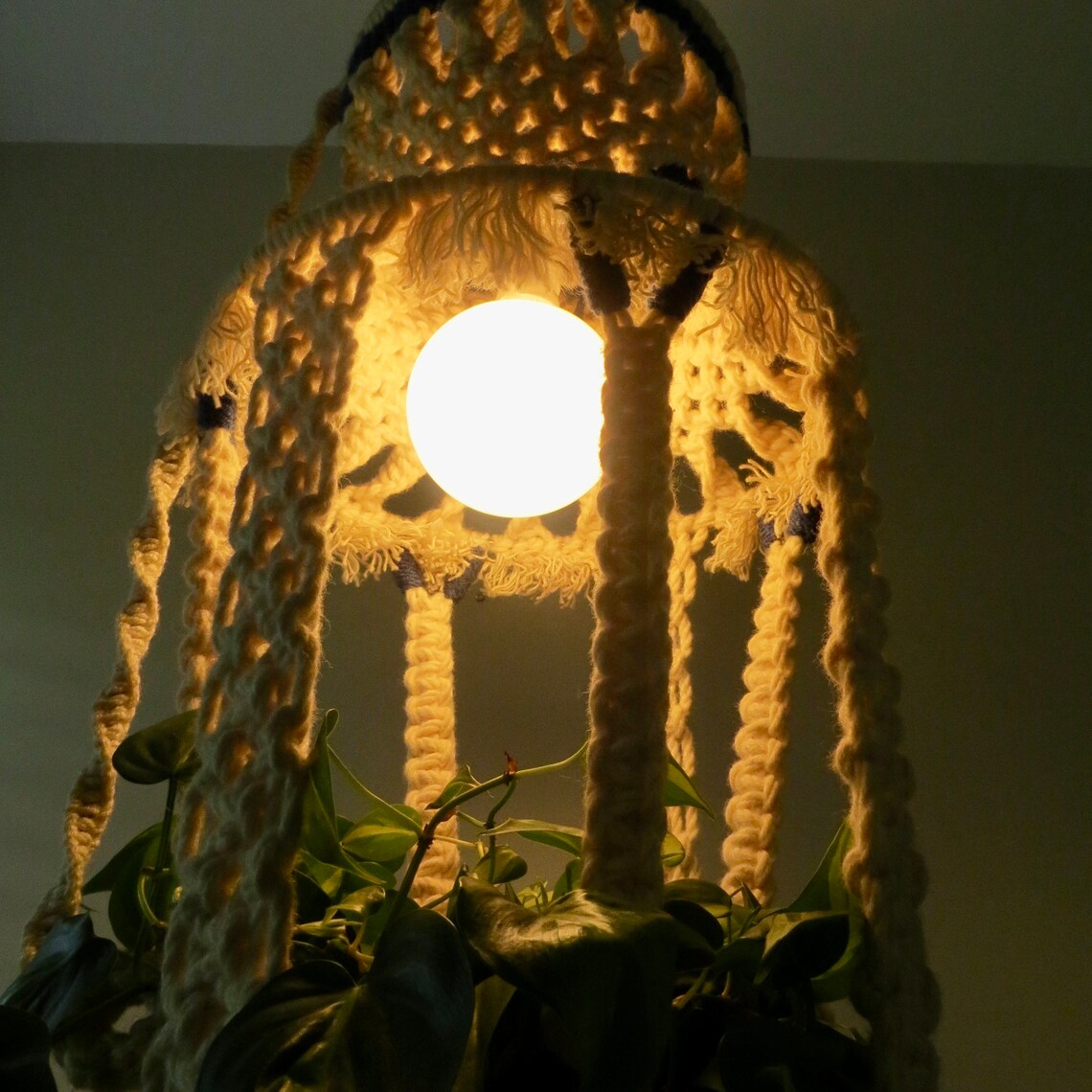 Vintage Macrame Swag Lamp Macrame Plant Holder Dimmable Etsy