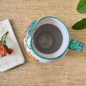 Vintage Italian Hand Painted Ceramic Pitcher Colorful Grapes and Leaves image 8