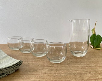 Vintage Roly Poly Pitcher and Glasses - Set of 5 - Cocktail Barware