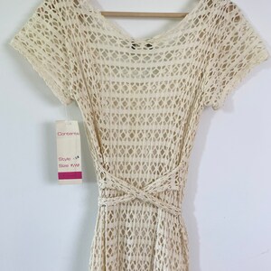 Vintage Cream Maxi Cutwork Dress with Scoop Neck and Cap Sleeves Breakin Loose Size 9/10 NWT Boho Dress image 8