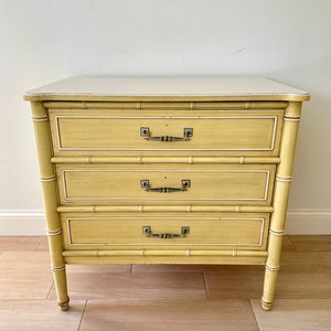 Vintage Authentic Henry Link Bali Hai Bachelors Chest Three Drawer Yellow Faux Bamboo image 6