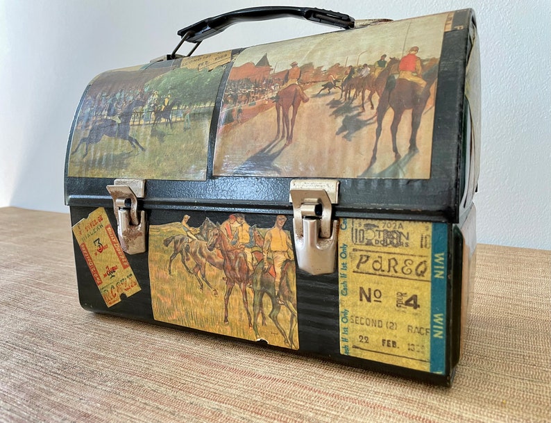 Vintage Decoupaged Thermos Lunchbox Equestrian Themed image 7