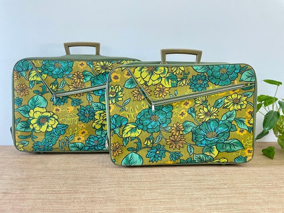 Vintage J.C. Penney Green Luggage Suitcase Set of 3