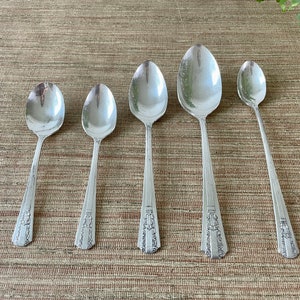 Vintage Wm A Rogers Sectional Oneida Ltd. Flatware Lido Pattern Silverplate Spoon Set 27 Pieces image 3