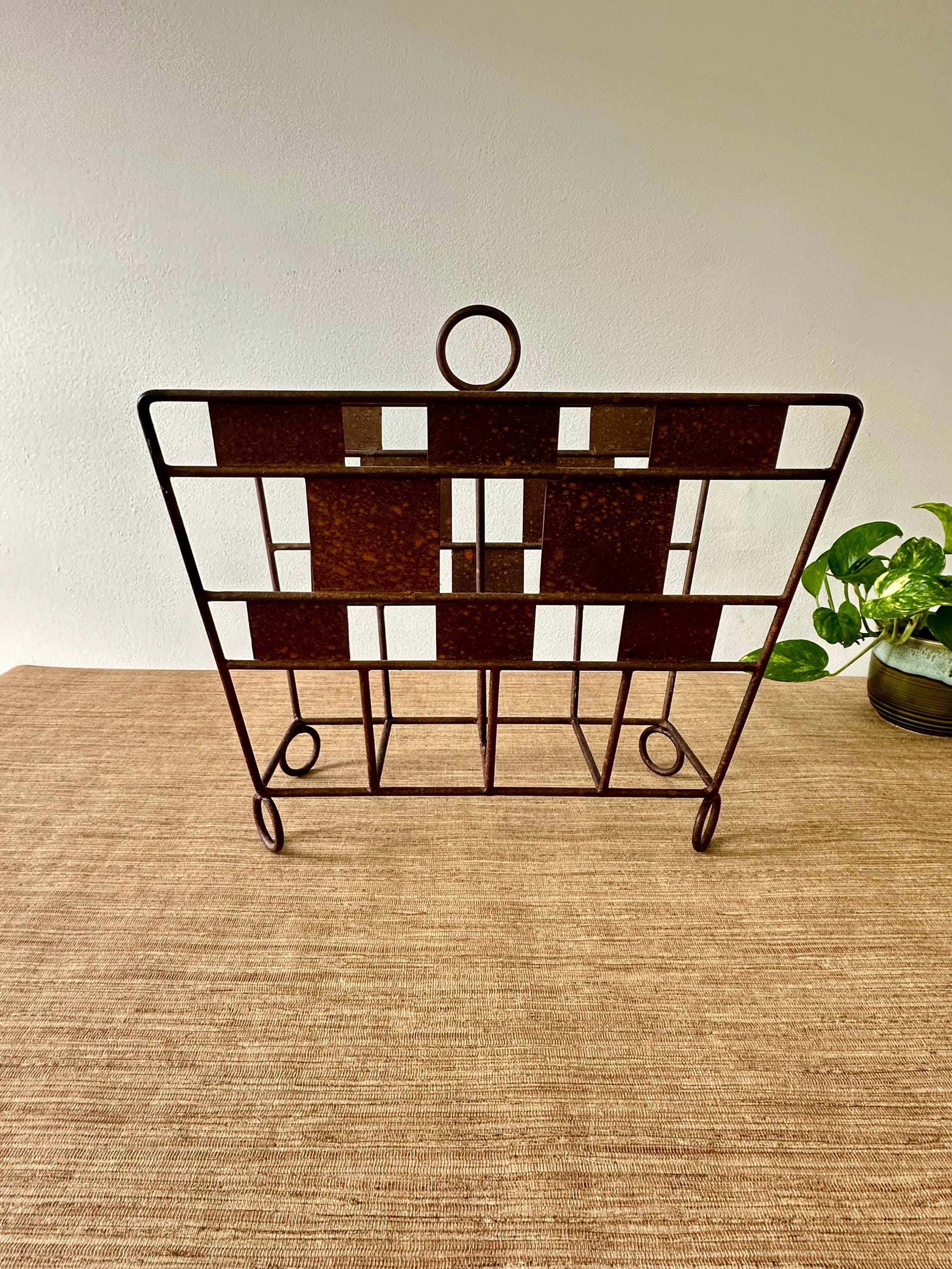Vintage Metal Magazine Rack - Album Holder - Copper Tone - Etsy