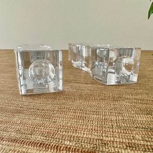 Vintage Lenox Crystal Ovations Serenity Candlesticks Set of 2 Curvy and Clear image 5