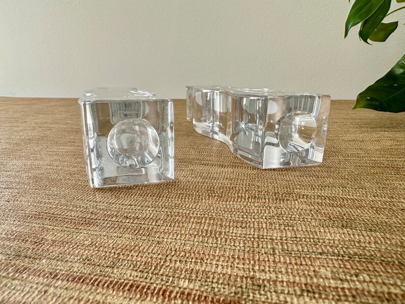 Vintage Lenox Crystal Ovations Serenity Candlesticks Set of 2 Curvy and Clear image 5