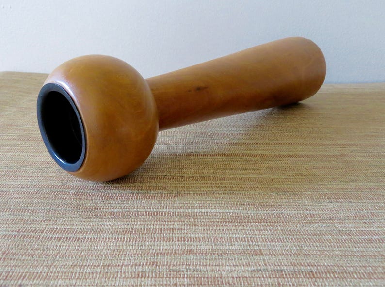 Vintage Teak Candle Holder Tall Tea Light Candlestick Holder