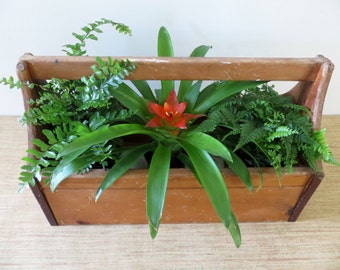 Vintage Wood Tool Box With Carrying Handle