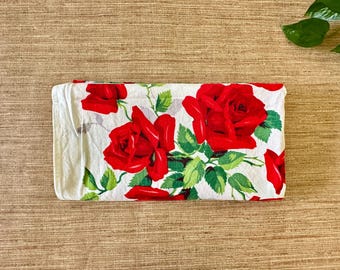 Vintage Wilendur Red Rose Cotton Tablecloth