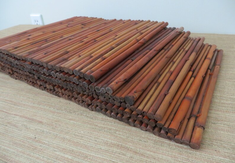 Vintage Large Bamboo Placemats Set of Six Etsy