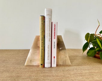 Vintage Onyx Slab Bookends - Gray With Mustard Colored Stripes (Pair Bookends)