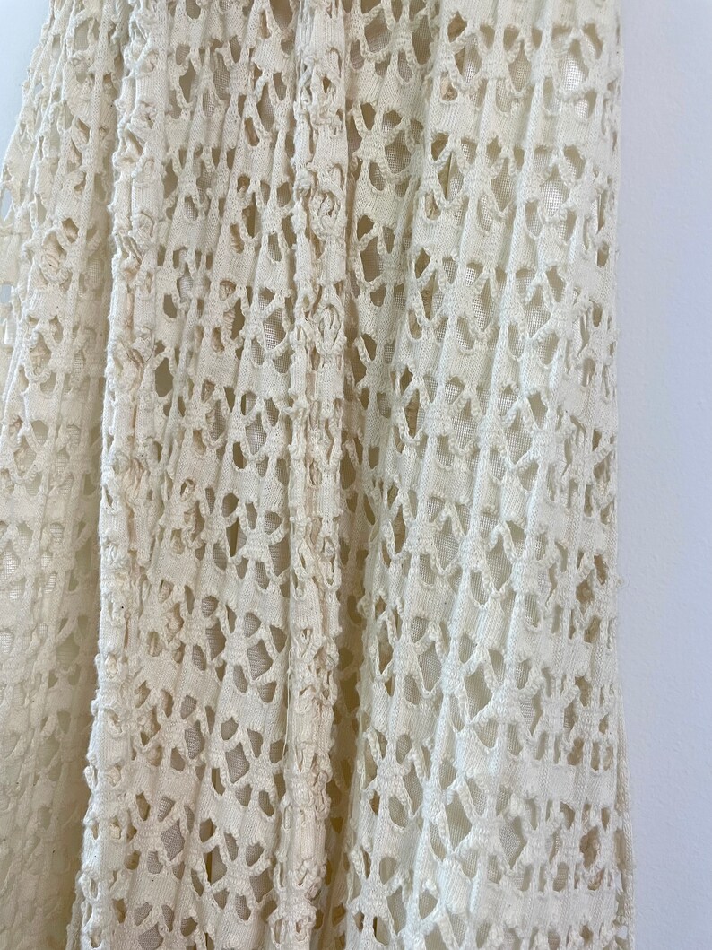 Vintage Cream Maxi Cutwork Dress with Scoop Neck and Cap Sleeves Breakin Loose Size 9/10 NWT Boho Dress image 6