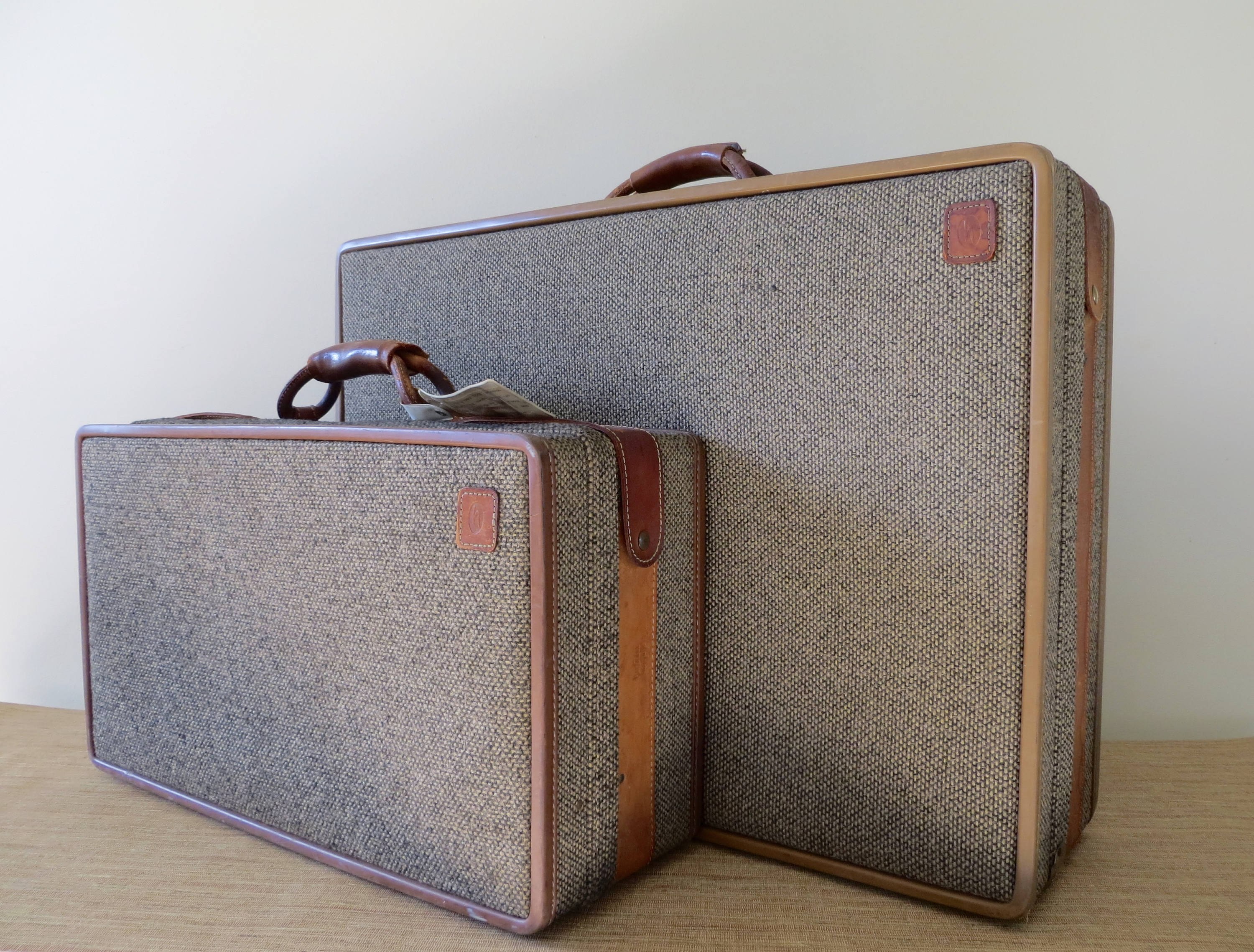 Vintage Hartmann Tweed Leather Luggage Set Combination Lock Etsy