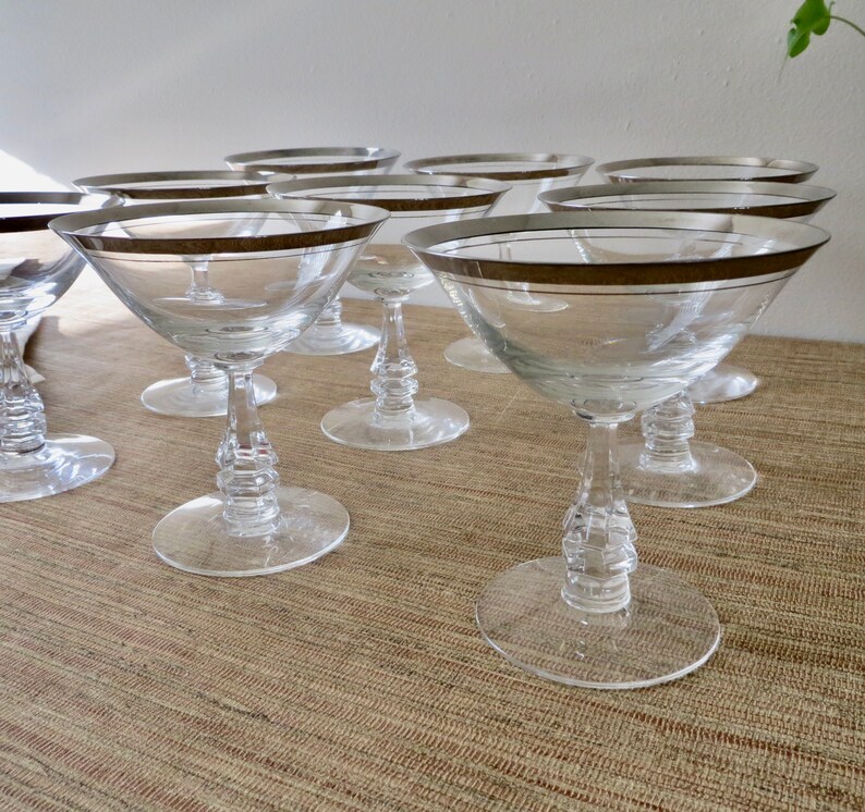 Vintage Stemware Silver Rim Crystal Stemware Silver Band Etsy