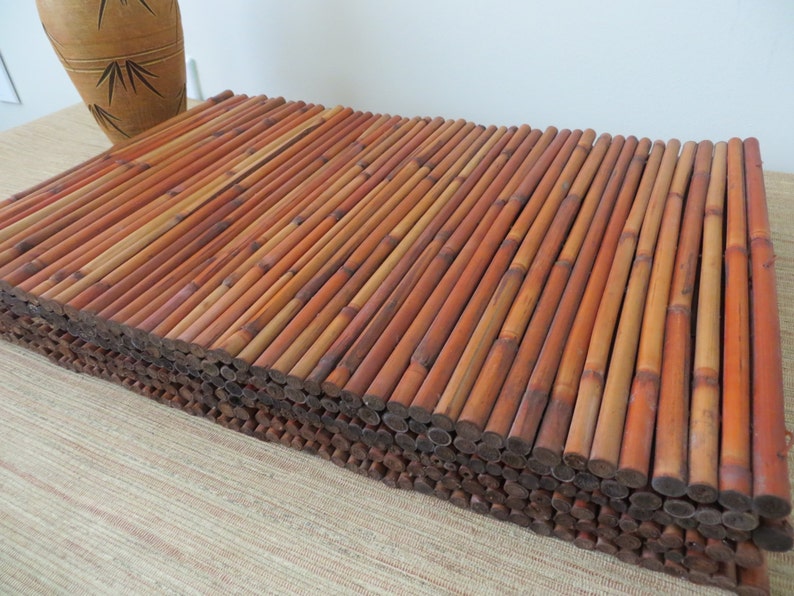 Vintage Large Bamboo Placemats Set of Six Etsy