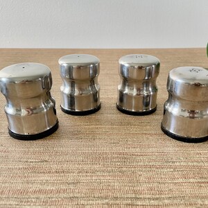 Vintage Danish Modern Stainless Steel Salt and Pepper Shaker Set image 3