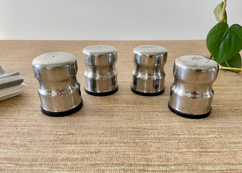 Vintage Danish Modern Stainless Steel Salt and Pepper Shaker Set image 3