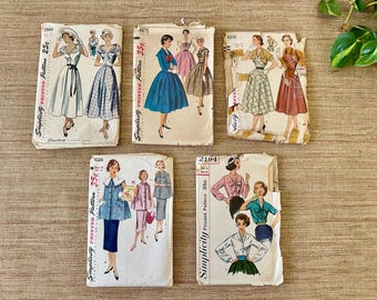 Vintage 1950s Simplicity Sewing Patterns - 2888, 4875, 8395, 1026 & 2194 - Dresses, Maternity, Blouses - Sold Individually