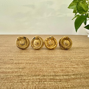 Vintage Distressed Metal Ring Pulls - Set of 4
