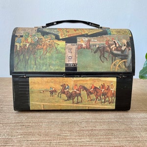 Vintage Decoupaged Thermos Lunchbox Equestrian Themed image 4