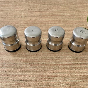 Vintage Danish Modern Stainless Steel Salt and Pepper Shaker Set image 1