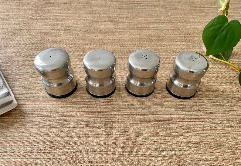 Vintage Danish Modern Stainless Steel Salt and Pepper Shaker Set image 1