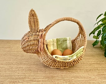 Vintage Natural Wicker Bunny Basket - Easter Decor