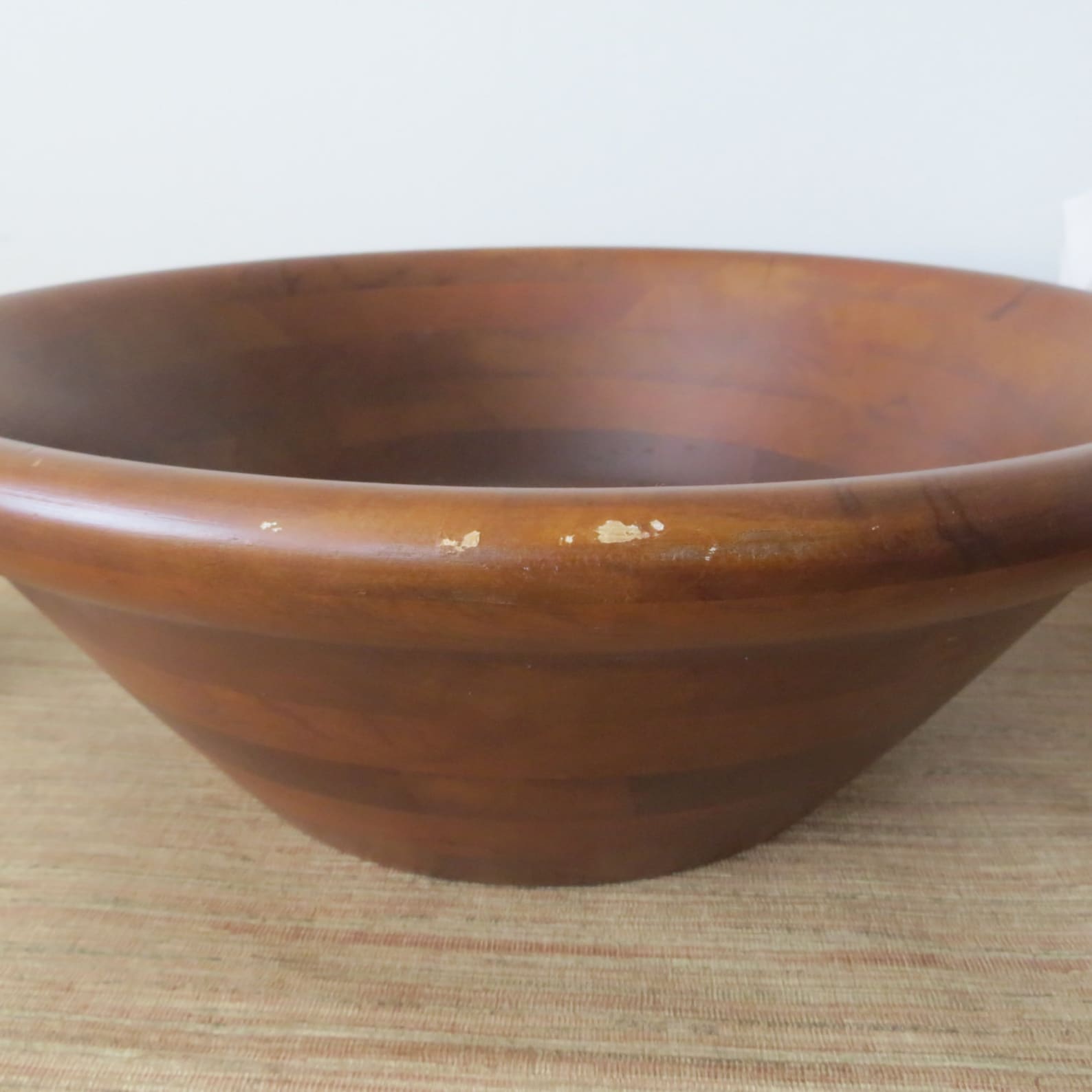 Vintage Large Wood Salad Bowl with Stand and Salad Tongs Etsy