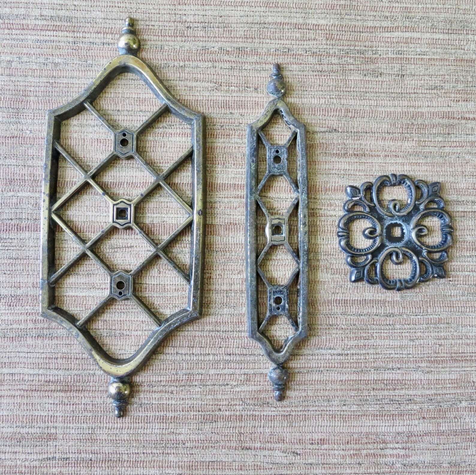 Vintage Decorate Plates Decorative Brass Plates Trellis Etsy