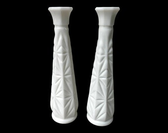 Pair of MCM Milk Glass Vases