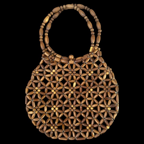 1970's Wooden Beaded Handbag