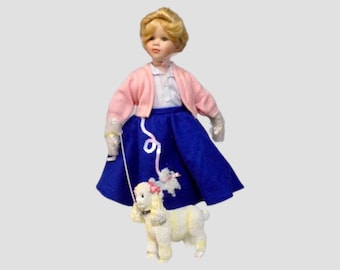 Pretty Peggy Sue and her Poodle Porcelain Doll