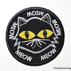 Kitty Cat Meow Meowing Embroidered Patch - Iron On