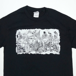 Bike Skeletons Posada Etching Shirt by Crazed Lemming