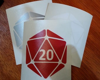 D20 Dice Vinyl Decal for Car Windows and Laptops Gamer Nerd Dork Geek