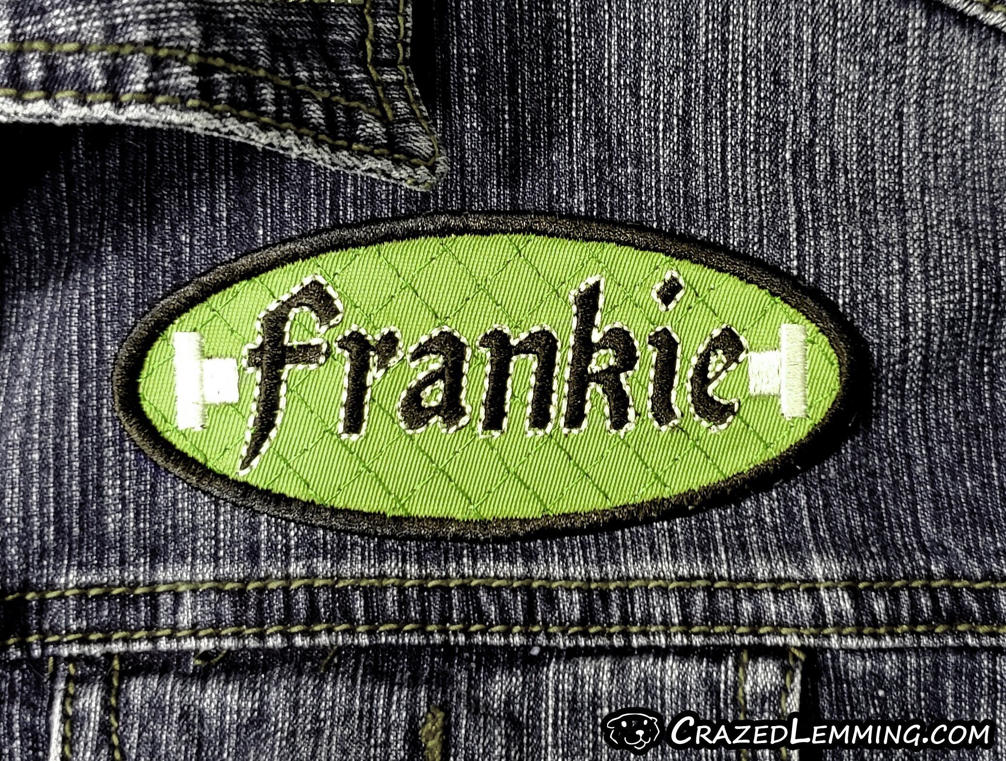 Iron-on Frank N. Stein Embroidered Name Patch - Crazed Lemming