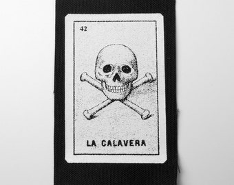 La Calavera Skull Loteria Card Canvas Sew-On Patch